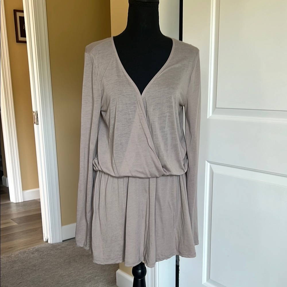 Tobi Gray Wrap Long Sleeve Dress